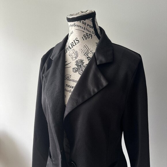 Myth Black Satin Blazer - Women's Size M - Single Button Tailored Jacket - Picture 2 of 3